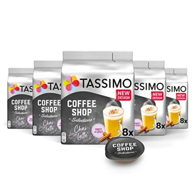 Afbeelding van Tassimo Coffee Shop Selections Chai Latte koffiepads x8 (verpakking van 5, totaal 40 drankjes), verpakking kan variëren