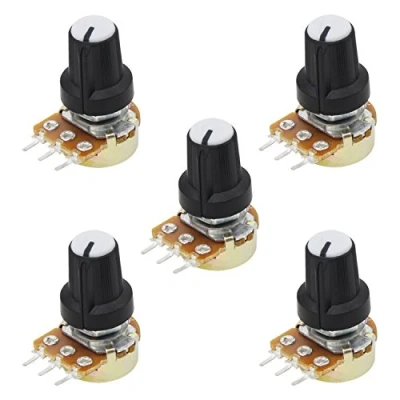 Afbeelding van Aussel 100K OHM B100K Lineaire Potentiometer 3 Terminal Rotary met Cap Noten en Wasmachine 5 STKS (B100K STKS)