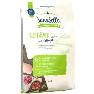 Afbeelding van Sanabelle No Grain met gevogelte Droogvoer voor gevoelige katten 6 x 400 g