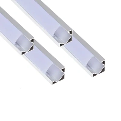 Afbeelding van Jandei 4x Aluminium Profielen 1 meter, V vorm voor het installeren van LED Stripverlichting in 90º Hoeken, Doorschijnende Diffusor 18,2 mm x mm, met eindkappen en accessoires (grijs)