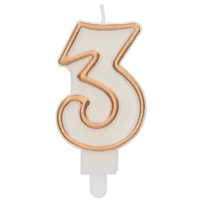 Afbeelding van Folat Kaars cijfer 3 simply chique gold 9 cm