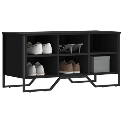 Afbeelding van Schoenenkast 90x38x45,5 cm bewerkt hout zwart