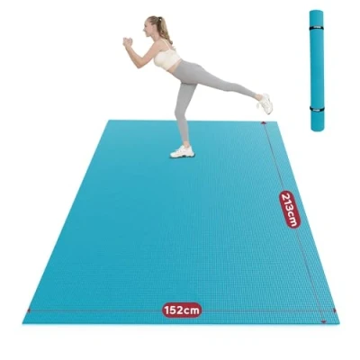 Afbeelding van HAPBEAR Extra grote yogamat, 183 cm x 122 8 mm/213 152 mm, antislip pvc gymnastiekmat, sportmat, fitnessmat, schoenvriendelijk, blauw