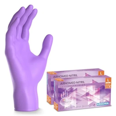 Afbeelding van ARNOMED wegwerphandschoenen paars, L, nitril handschoenen met 200 stuks per doos, poedervrij, latexvrije rubber handschoenen, verkrijgbaar in S, M, L &amp; XL