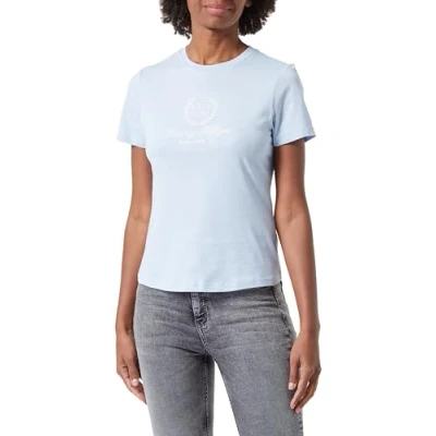 Afbeelding van Tommy Hilfiger FLAG Script Tshirt print, Dames, Maat: XXS, Breezy blue