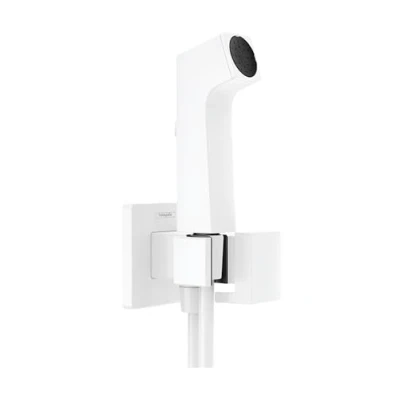 Afbeelding van hansgrohe Bidette handdouche 1jet E EcoSmart voor koud water, met douchehouder en doucheslang, hoekig design, 29231700