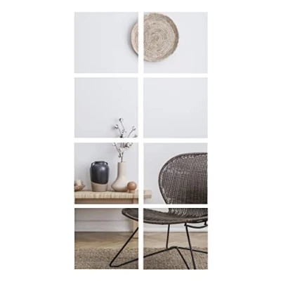 Afbeelding van BD ART 8 stuks spiegels van glas elk 30 x cm, wanddecoratie, wandspiegel, set spiegeltegels