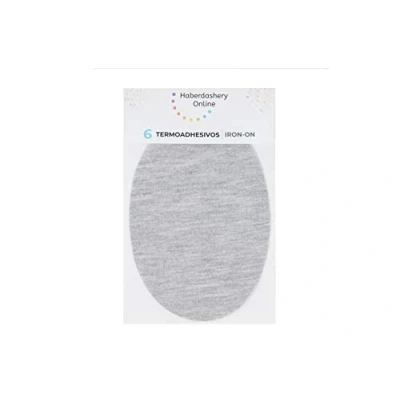 Afbeelding van Haberdashery Online Strijkpatches voor reparatie van sportkleding. 6 kniebeschermers of dekbedden 13,9 x 9,3 cm. Kleur: zilvergrijs