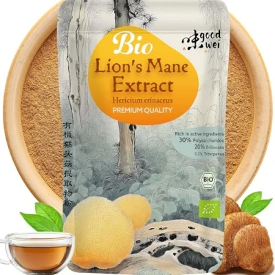 Afbeelding van Lions Mane Extract Poeder BIO Hericium Erinaceus Paddestoel Pruikzwam of Apekop 100g