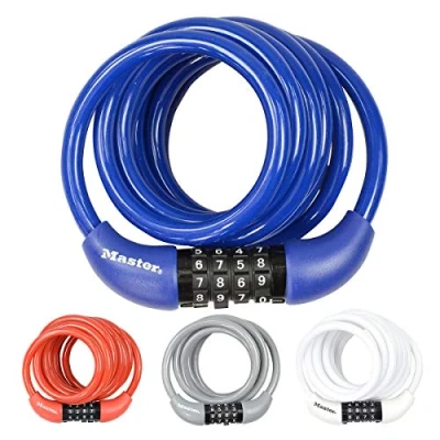 Afbeelding van Master Lock Fietskabelslot [Combinatie] [1,8 m Oprolkabel] [Buiten] [Willekeurige kleur] 8221EURDPROCOL voor (Elektrische) fietsen, Skateboards, Kinderwagens, Grasmaaiers en andere Buitenapparatuur