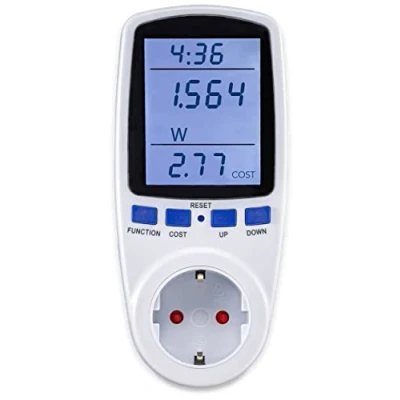 Afbeelding van Energiekostenmeter, verbruiksmeter voor stopcontact, stroomkostencontrole, meetapparaat, groot display tot 3680 watt overbelastingsbeveiliging