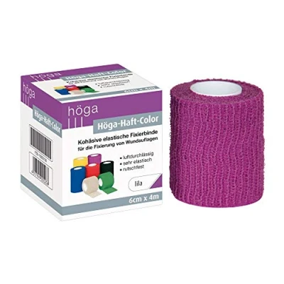 Afbeelding van Hoogga hecht Color lila 6 cm x 4 m uitgerekt, kokvrije (zelfklevend) elastische fixeerbinding, 2 pack (2 1 stuks)