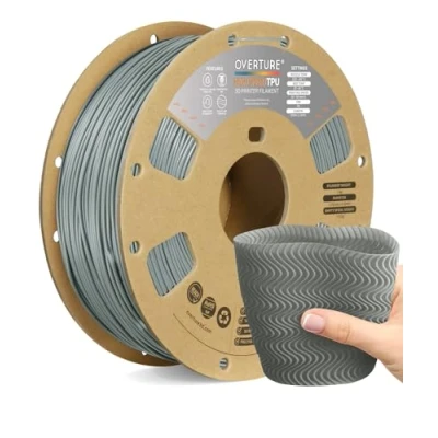Afbeelding van OVERTURE TPU High Speed Filament 1.75mm Flexible 95A Roll, 3D Printer Filament,Dimensional Accuracy +/ 0.02 mm, Fit Most FDM Printer(HS Gray)