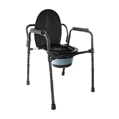 Afbeelding van PEPE Handicap Toiletstoel voor Ouderen, Toiletcommode Senioren in Hoogte Verstelbaar, 3 1 met Emmer, Bedside Commode Pot, Stoel Toilet Armen en Zwart