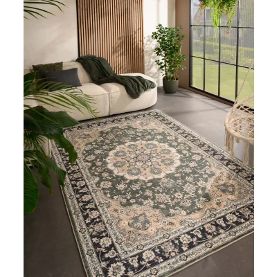 Afbeelding van Vintage Buitenkleed Valenca Nova Donkergroen 160x230 Cm