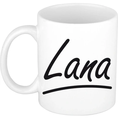 Afbeelding van Lana voornaam kado beker / mok sierlijke letters gepersonaliseerde met Naam mokken