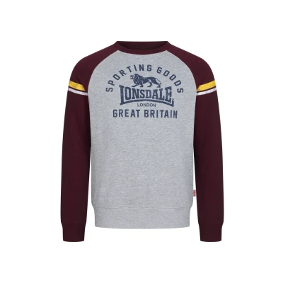 Afbeelding van Lonsdale Rundhals Normale Passform Bregis Sweater, Heren, Maat: 3XL, Marl grey oxblood navy