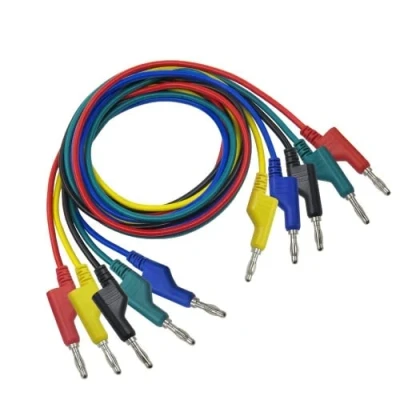 Afbeelding van DollaTek Bananenstekker op banaanstekker kabel, 5 delige elektronische meetkabelset 4 mm veiligheid zachte siliconen draadstapel 14AWG verlengkabel multimeter testkabelset