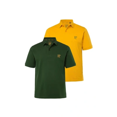 Afbeelding van JP1880 2ERPACK Seitenschlitze Regular FIT Poloshirt, Heren, Maat: XL, Dark green