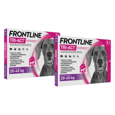 Afbeelding van 2x Frontline Tri Act Anti Vlooien en Teken Druppels L 3 pipetten