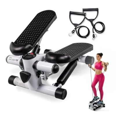 Afbeelding van Mobiclinic StepPlus Stepper Stepapparaten Elastiekjes Stoelfietsen Tonen benen en armen LCD display Max. 120 kg Staal Fitness