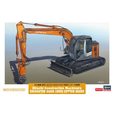 Afbeelding van 1:35 Hasegawa 66111 Hitachi Constructie Graafmachine Zaxis 135US met Sloopkoppen Plastic Modelbouwpakket