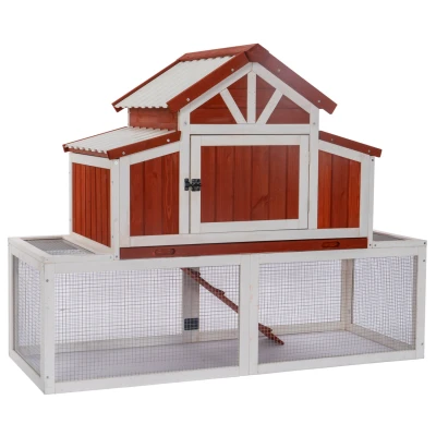 Afbeelding van Adori Konijnenhok Hazel Dierenverblijf 141x67x112 cm Rood Wit