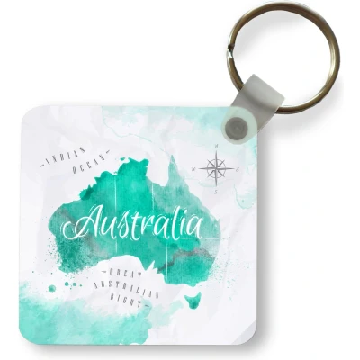 Afbeelding van Sleutelhanger Uitdeelcadeautjes Wereldkaart Australië Turquoise Plastic