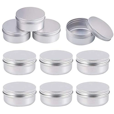 Afbeelding van 10 stuks 50ml aluminium lege potten, ronde cosmetische containers met schroefdop deksel voor ambachten, cosmetica, zalf, crème, kaars, lippenbalsem, reisopslag