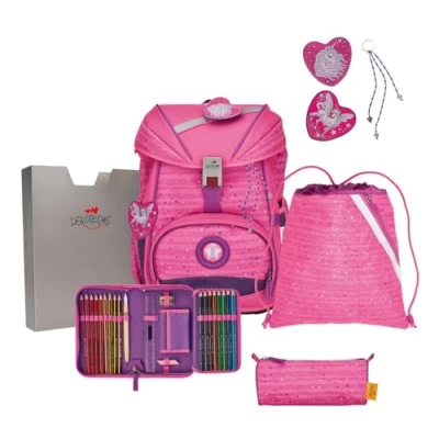 Afbeelding van DerDieDas Schooltas ErgoFlex Schulranzenset 5 delig Pretty Unicorn Roze