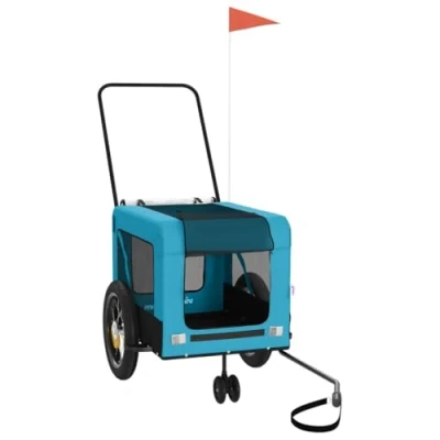 Afbeelding van Hondenfietstrailer oxford stof en ijzer blauw zwart