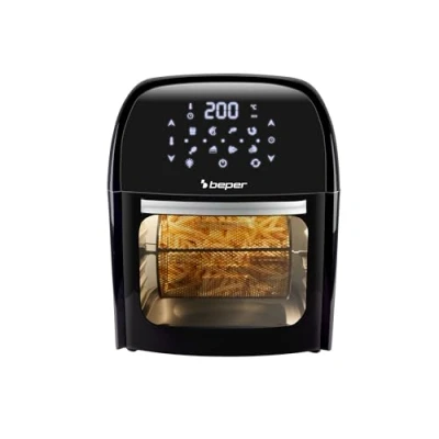 Afbeelding van BEPER P101FRI012 Hetelucht friteuse multifunctionele en digitale, Rotisserie, Oven, Broodrooster, Droger,12 L, 1800W, Touch Panel, 8 Programma&#039;s, Accessoires, Verstelbaar, Zwart