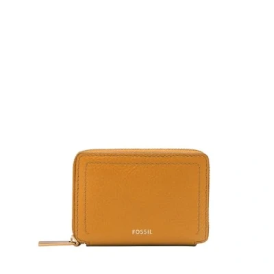 Afbeelding van Fossil Dames Logan LiteHide™ lederen rits om kaartetui, SL10045763, geel, Small, Casual