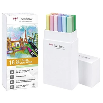 Afbeelding van 6x Tombow ABT Dual Brush Pen, set van 18 pastelkleuren