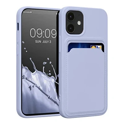 Afbeelding van kwmobile telefoonhoesje geschikt voor Apple iPhone 12 mini Hoesje met pasjeshouder TPU case in lavendel