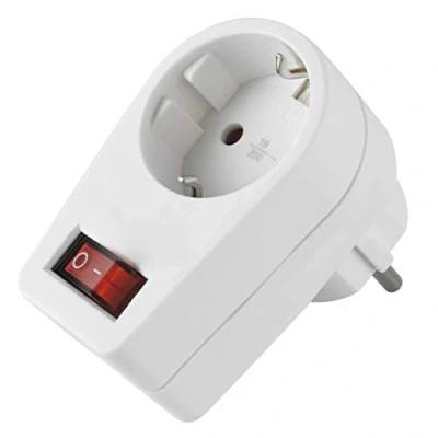 Afbeelding van Electraline 55073 adapter (16A) met schakelaar, Duitse stekker, 1 voudig geaarde stekkerdoos, Wit