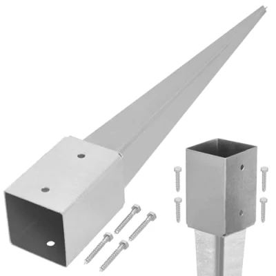 Afbeelding van KOTARBAU® Inslagbodemhuls 91 x mm lengte 750 paaldrager thermisch verzinkt inslaghuls voor vierkante houten palen grondanker anker staal