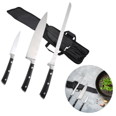 Afbeelding van Cheqo® PRO Messenset Met Koksmes Hammes Ham Mes Dunschiller RVS Vaatwasserbestendig Keukenmessen Koksmessen Etui 3 Delig