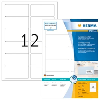 Afbeelding van Herma Inkjet adresetiketten, A4, 88,9 x 46,6 mm, wit, permanent hechte