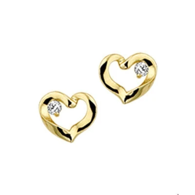 Afbeelding van Geelgouden Oorknoppen hart zirkonia 4016964 Oorbellen horloge Goudkleur