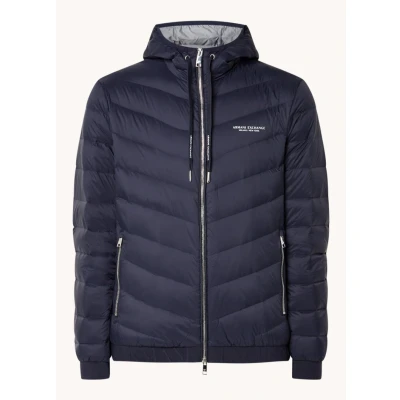 Afbeelding van Armani Exchange heren Gewatteerd jack met donsvulling en ritszakken in de kleur Donkerblauw, maat: L