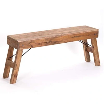 Afbeelding van DESIGN DELIGHTS Opvouwbare zitbank Aldo 112x48x28cm (BxHxD), gerecycled hout rustieke houten bank, keukenbank gemaakt van massief hout, bijzetbank, gangbank, tuinbank kleur: 01 natuurlijk