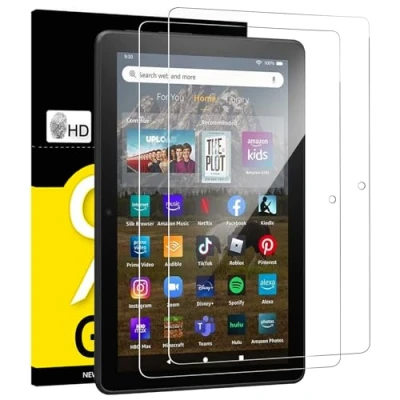 Afbeelding van NEW&#039;C 2 Stuks, Screenprotector voor Amazon Fire HD 8 Plus/Amazon (2022/2020 12e/10e generatie),Gehard Glass Schermbeschermer Film 0.33 mm ultra transparant, resistent