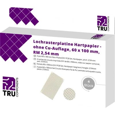 Afbeelding van TRU COMPONENTS Euro Platenspeler zonder koperlaag Bakeliet (L x B) 100 mm 60 35 µm pitch 2,54 Inhoud 4 stuks