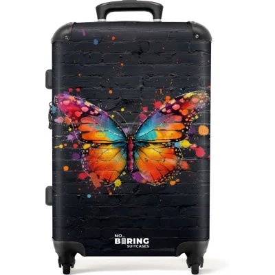 Afbeelding van NoBoringSuitcases.com® Koffer groot Rolkoffer lichtgewicht Graffiti vlinder met felle kleuren Reiskoffer 4 wielen Grote trolley XL 20 kg bagage