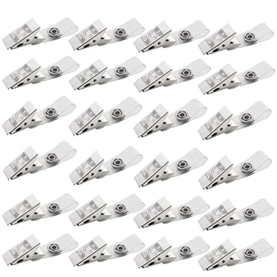 Afbeelding van YANGWEN metalen badgeclips met heldere pvc bandjes, 50 stuks krokodil clips doorzichtige kunststof lus voor ID kaart, badgehouder
