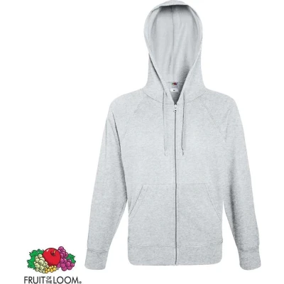 Afbeelding van Fruit of the Loom hoodie vest met rits lichtgewicht maat L (gemêleerd grijs)