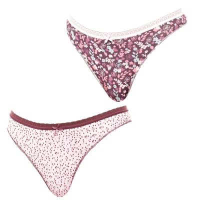 Afbeelding van Set Van 2 Coquettes Katoenen Strings 1030787 Voor Dames Maat L/XL