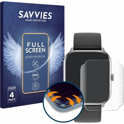 Afbeelding van Savvies Screenprotector voor ICE Watch smart 1.85&quot; Folie Beschermfolie transparant volledig dekking (4 Stuks)