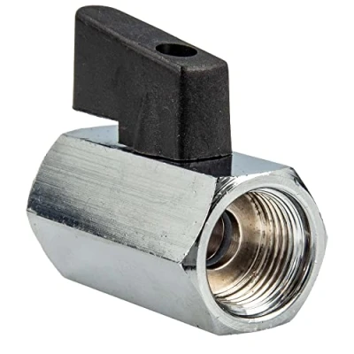 Afbeelding van tecuro MINI kogelkraan aan beide zijden binnendraad Rp 1/4 inch, verchroomd messing